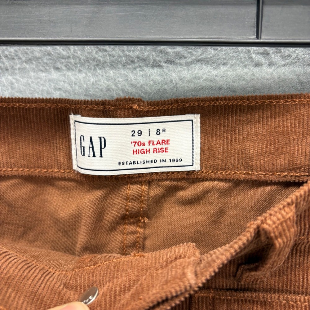GAP Womens 70s Flare High Rise Corduroy Pants Brown Boho Western Size 29 8R New - Picture 5 of 12